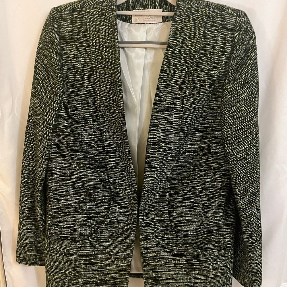 Elissabeth Jonnson Brown Green Tweed Blazer